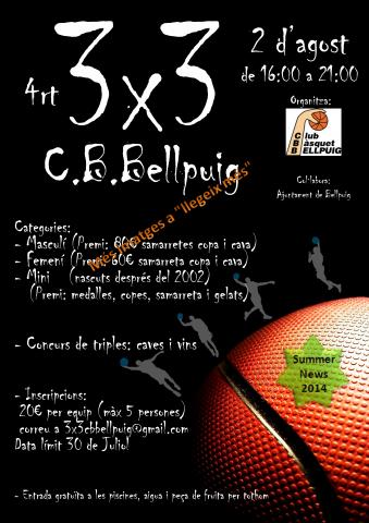 El Club bàsquet Bellpuig ha organitzat el 3x3 2014 el 2 d'agost