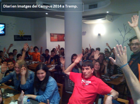 Arribada dels jugadors i entrenadors al Campus 2014 del Club Bàsquet Bellpuig a Tremp